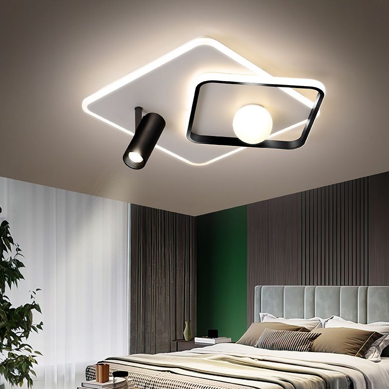 Modern Style Metal Ceiling Mounted Fixture Bedroom Flush Light with 1 Spotlight