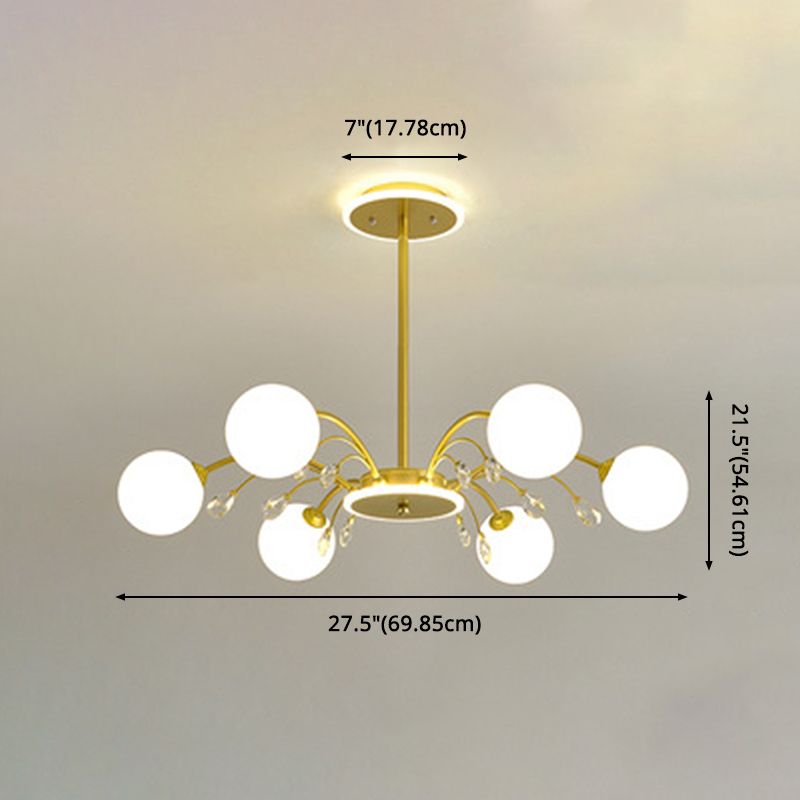 Contemporary Modo Chandelier Lighting Opal Frosted Glass Sitting Room Ceiling Hang Light