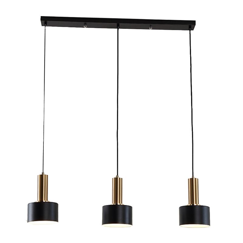 7.87" H 3-Light Modern Cluster Cylinder Kitchen Island Ceiling Light Metal Hanging Light