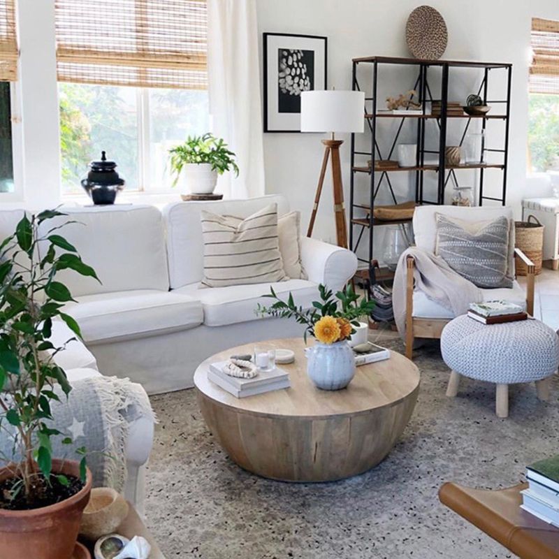 Solid Wood Distressed Coffee Table Scandinavian 14.96" H 1 Single Cocktail Table