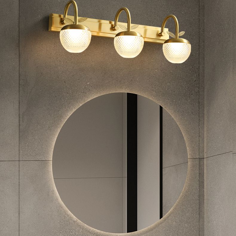 Modern Light Luxury Style Spherical Flush Mount Wall Sconce Copper Wall Mounted Vanity Lights