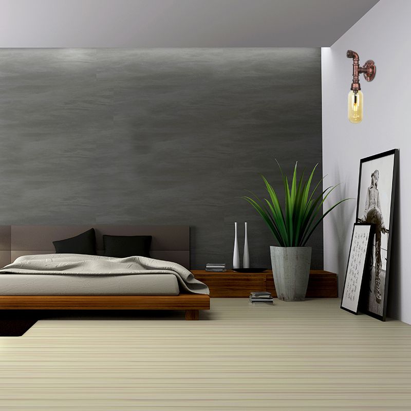 Weathered Copper Capsule Wall Light Rustic Metal 1 Head 9"/10.5"/12" High Bedroom Sconce Lamp with Pipe Design