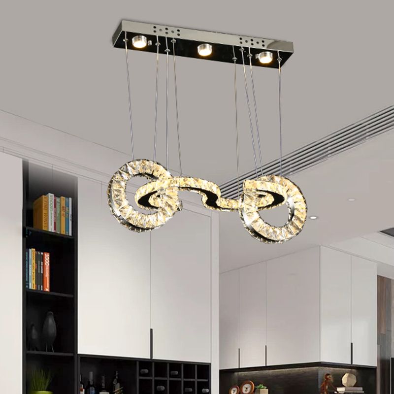 LED a LED a LED a cristallo smussati multiplo contemporanea lampada sospensione del soffitto in cromo Chrome