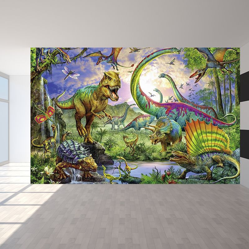 Green Dinosaur Wallpaper Mural Wild Beast Contemporary Waterproofing Wall Covering
