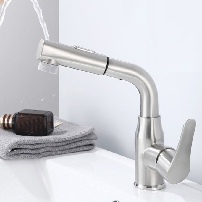 Modern 1-Handle Bathroom Sink Faucet Circular Vessel Sink Faucet Stainless Steel