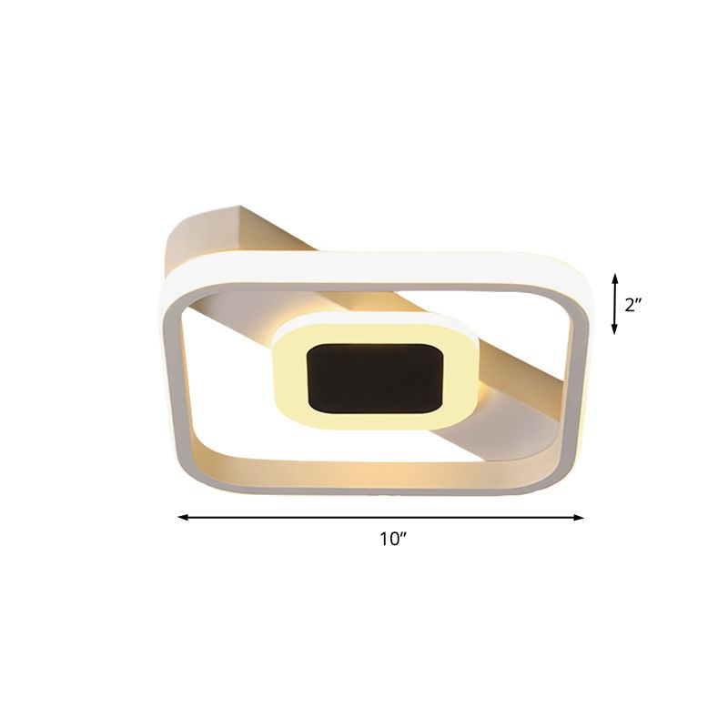 White Squared Flush Lighting Minimalist LED Acryl Decke Bündig mit Lampe in Weiß/Warm Licht