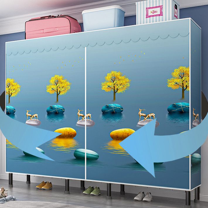 Steel Frame Wardrobe Armoire Contemporary Style Wardrobe Cabinet for Home