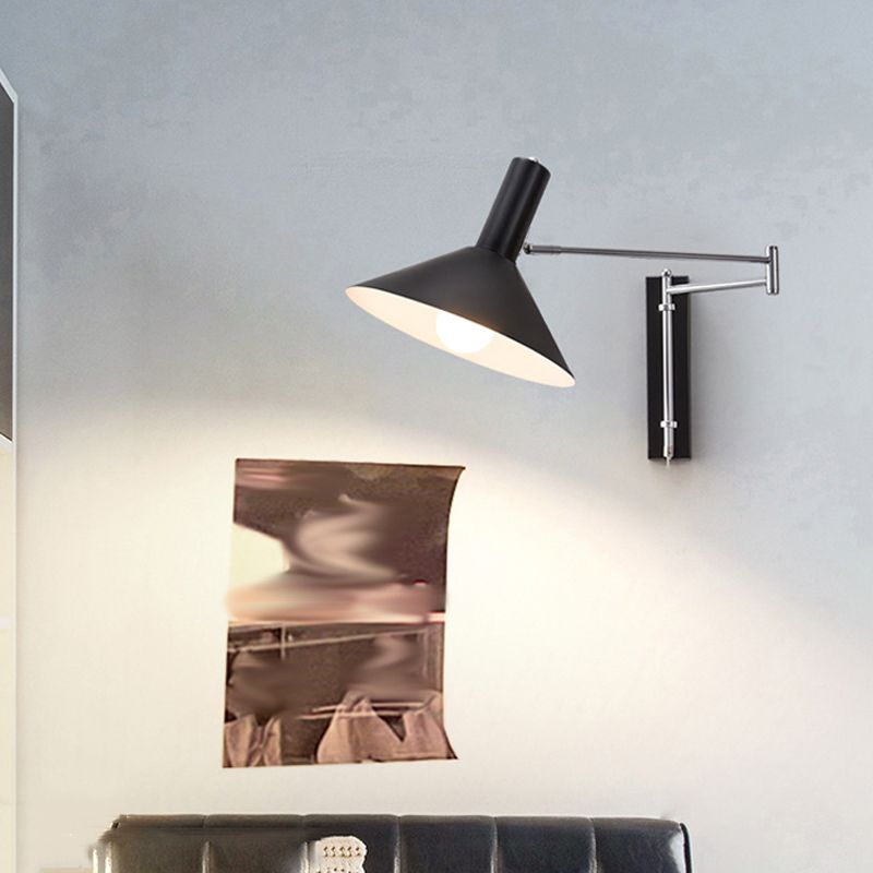 1 - Light Wall Lamp in Black / White / Red Adjustable Metal Contemporary Wall Sconce