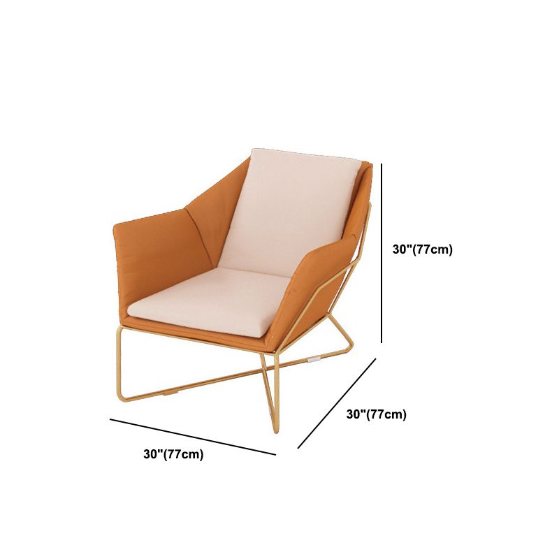 Faux Leather Curved Sofa with Slopped Arm for Living Room in Orange