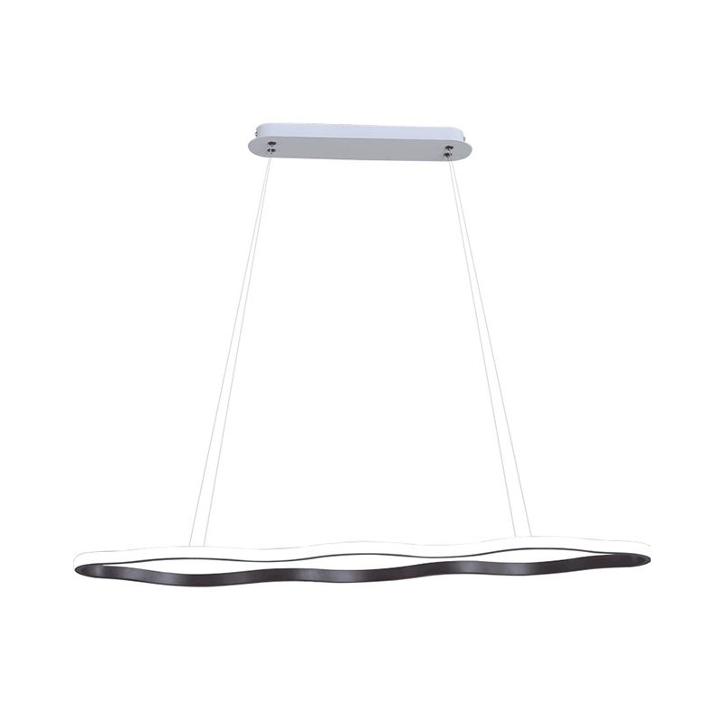 Wave Hanging Ceiling Light Modern Acrylic Coffee 23.5"/36.5"/47" Wide LED Suspension Light in Warm/White Light