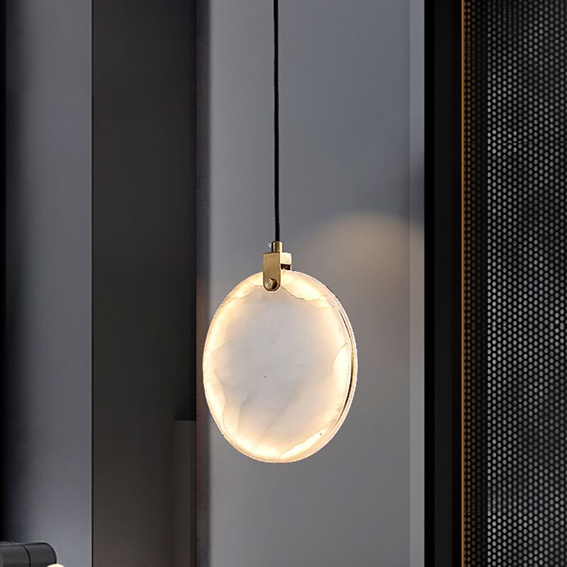 1 Light Round pendant light with Shone Shade Simplicity Hanging Light in White