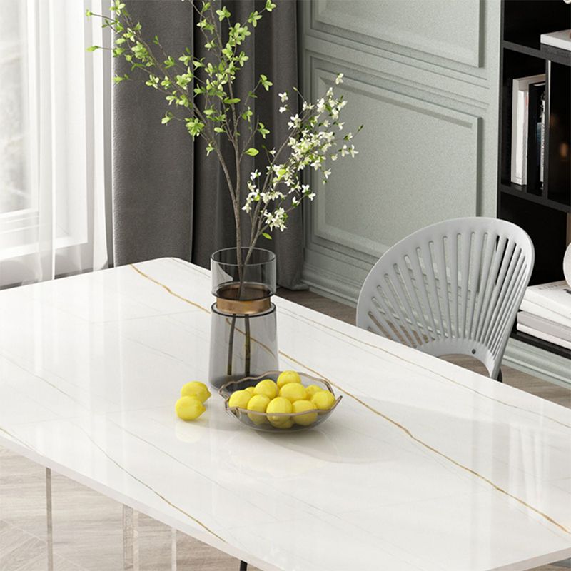 Rectangle Dinning Table with White Stone Modern Dining Table