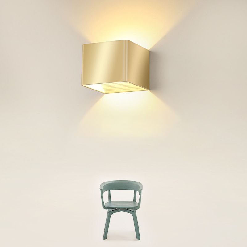Modern Golden Wall Mounted Sconce Rectangle 2 Lights Shaded Wall Light