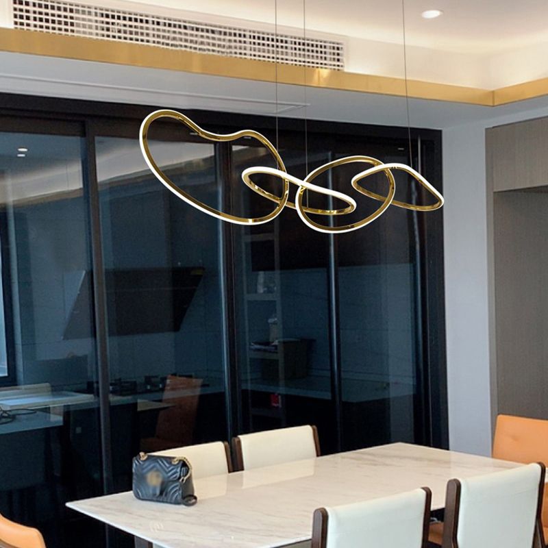 Modern Metal Chandelier Lamp Geometric LED Island Pendant for Dining Room