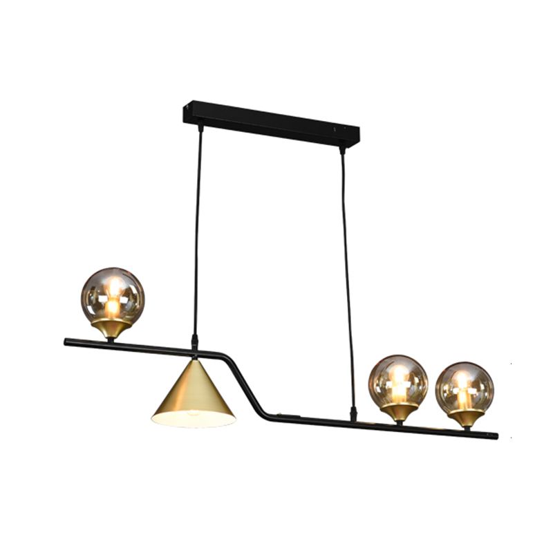 Contemporary Kitchen Island Fixture 4 / 5 / 6 - Light Metal & Glass Ceiling Pendant