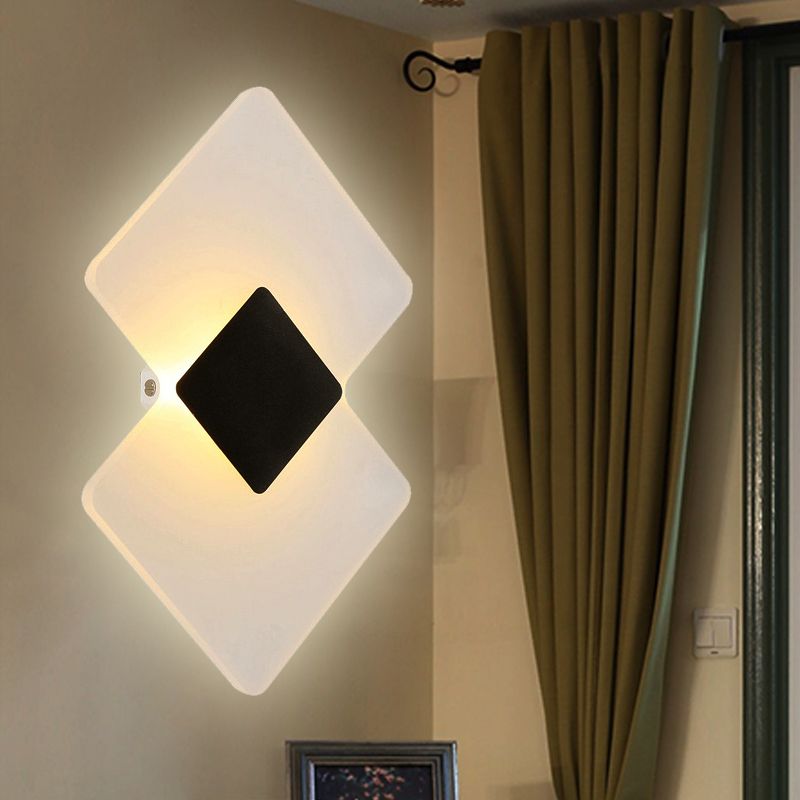 Strukturierte silber/schwarze und klare/strukturierte schwarze Rhombus -Wandleuchte moderne LED -Acrylwandlampe