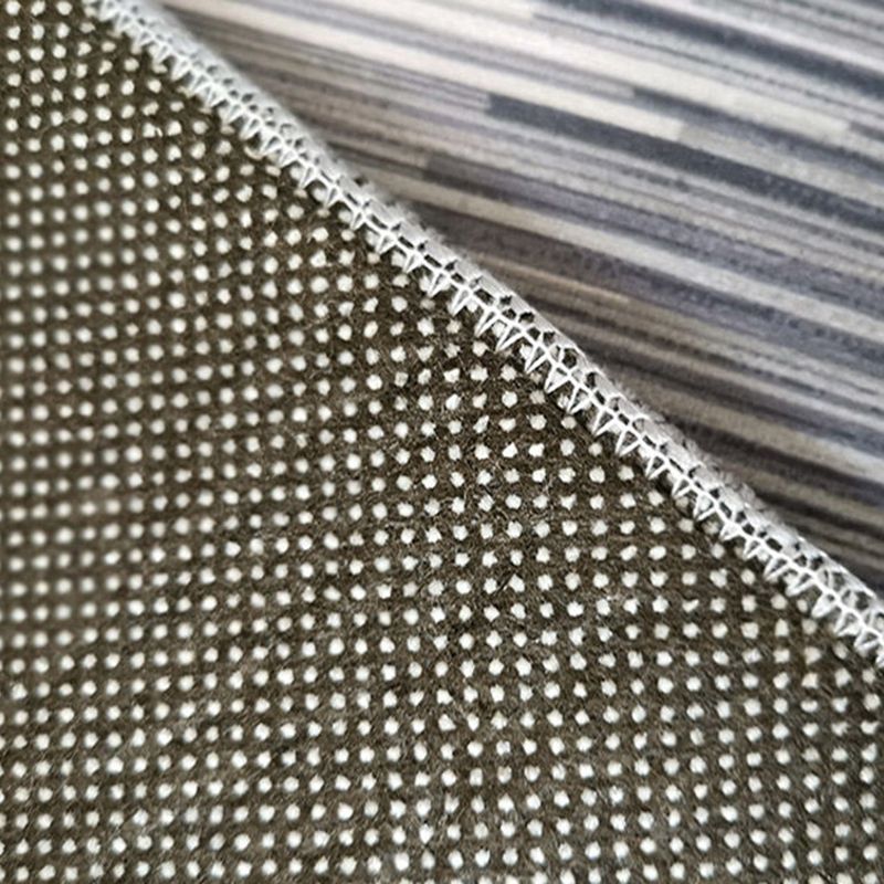 Dark Gray Modern Rug Polyester Pinstripe Rug Stain Resistant Rug for Living Room