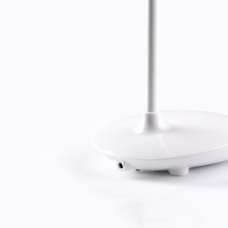 White Bud Shaped USB Study Lamp Modern Plastic LED Desk Light with Flexible Gooseneck Arm