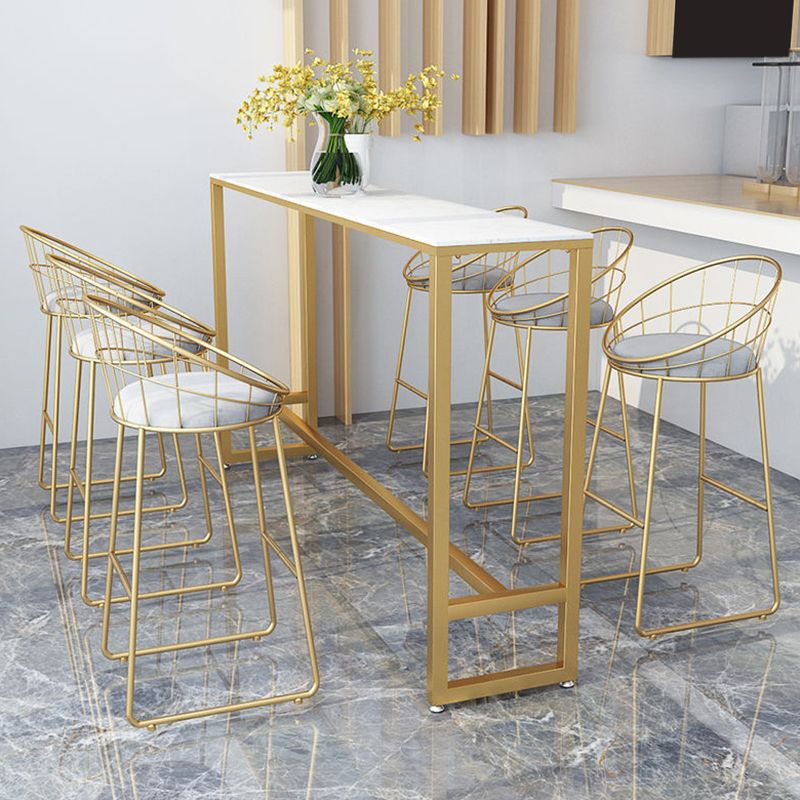 Glam Style Rectangle Bar Table Faux Marble Bar Dining Table for Living Room