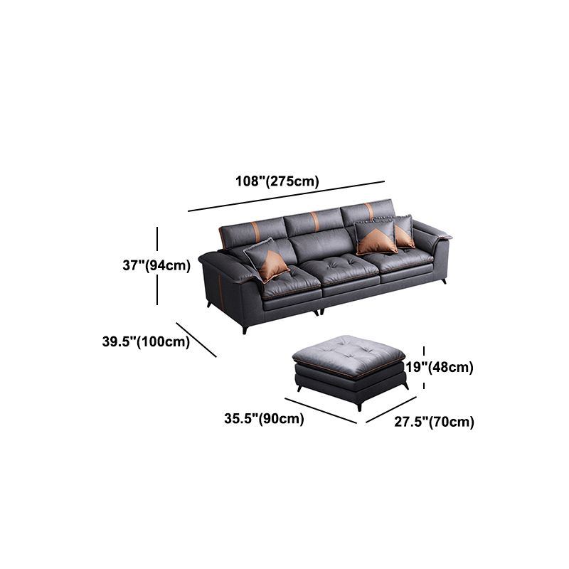 Pillow Top Arm Sectional Sofa 37.4"High Fabric Adjustable Cushion Back Sofa
