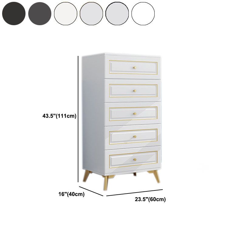 Contemporary Soft-Close Drawers Storage Chest Wood Dresser with Metal Feet