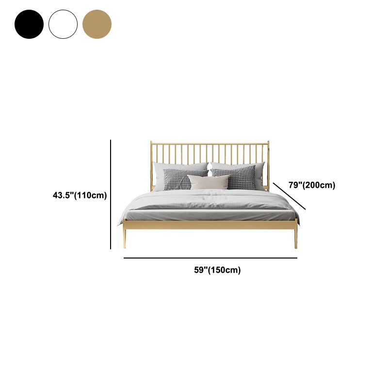 Contemporary Iron Open Frame Bed with Spindle Headboard for Bedroom