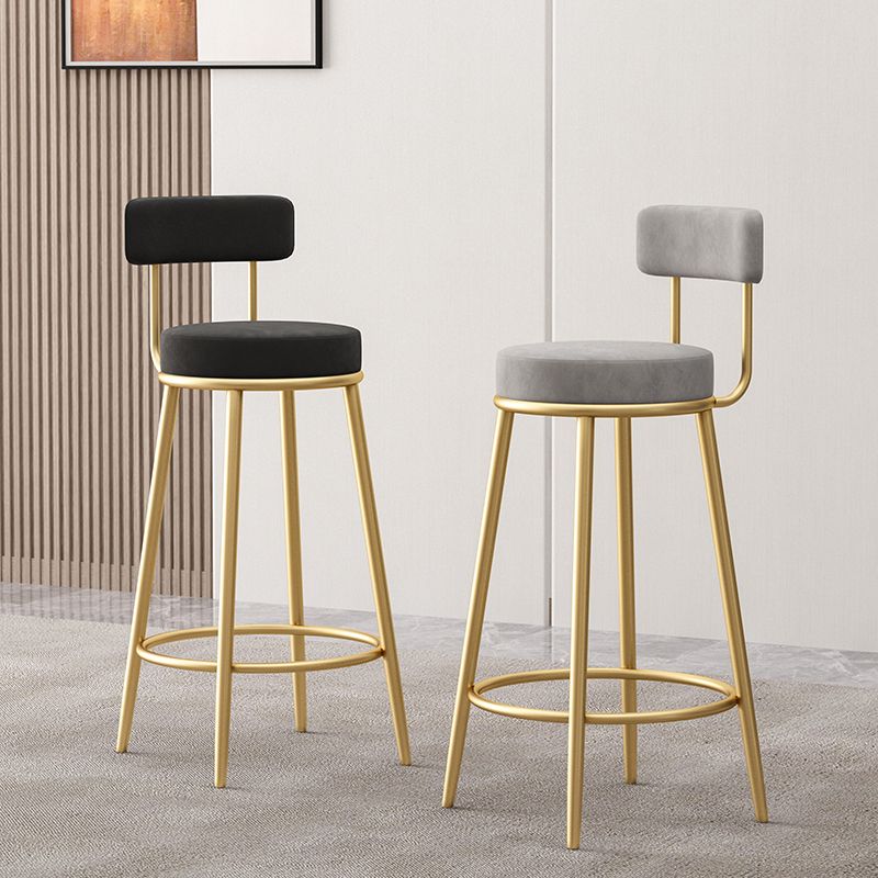 Glam Style Bar-stool Round Seat with Low Back Iron Legs for Kitchen Bar