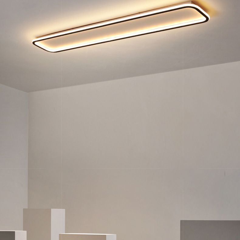 Living Room LED Flush Mount Lighting Modern Black Flush Ceiling Light Fixture with Rectangle Metal Shade