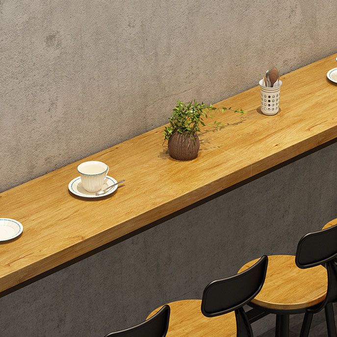 Pine Wood Top Rectangular Bar Table Industrial Pub Table with Trestle Base