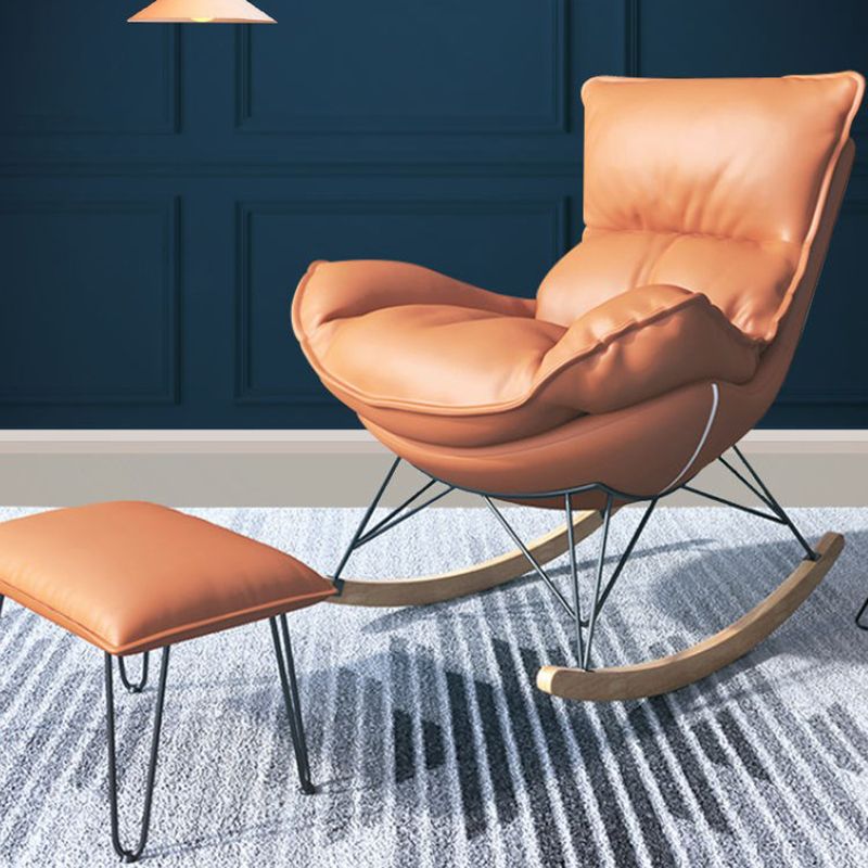 Modern Upholstered Rocker Chair Metal Frame Dirt Resistant Rocker Chair with Ottoman