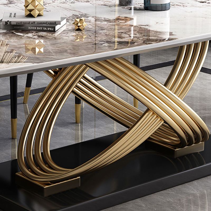 Nordic Glam Rectangle Sintered Stone Table Set 1/4/5/7 Pieces Dining Set