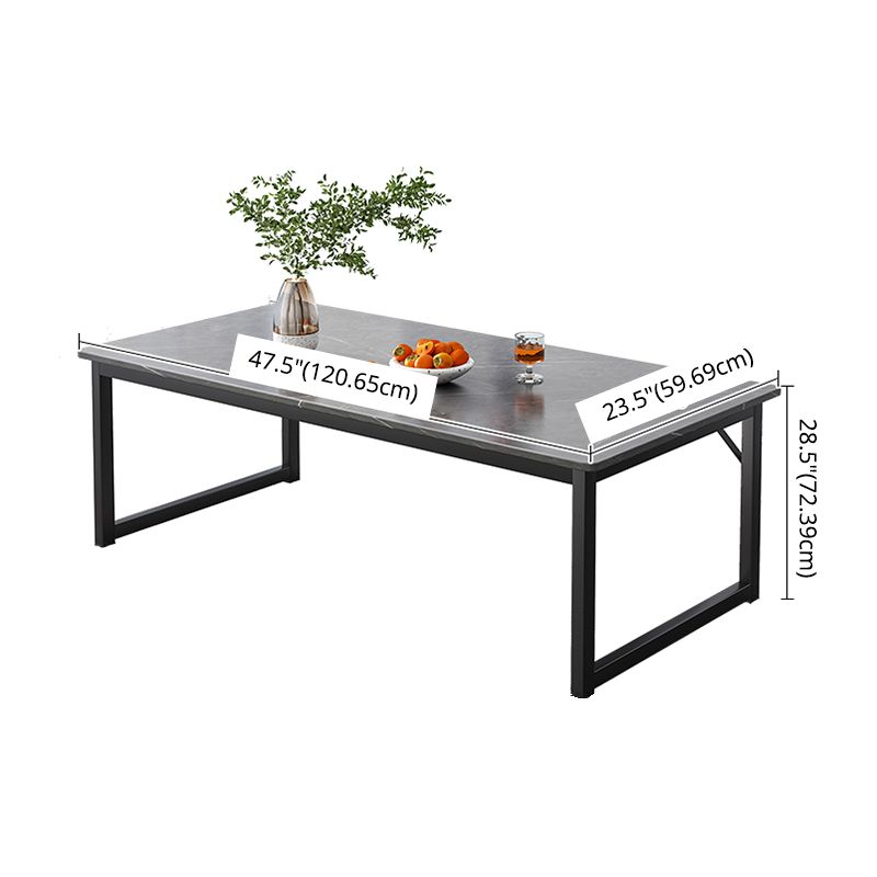 Modern Style Kitchen Rectangle Shape Dining Set Sintered Stone Standard Dining Set in Black