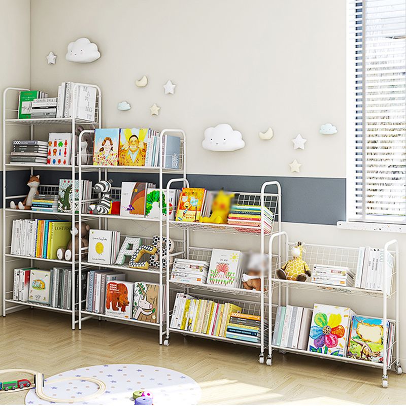 Modern Style Etagere Bookshelf Vertical Open Back Metal Bookcase for Home