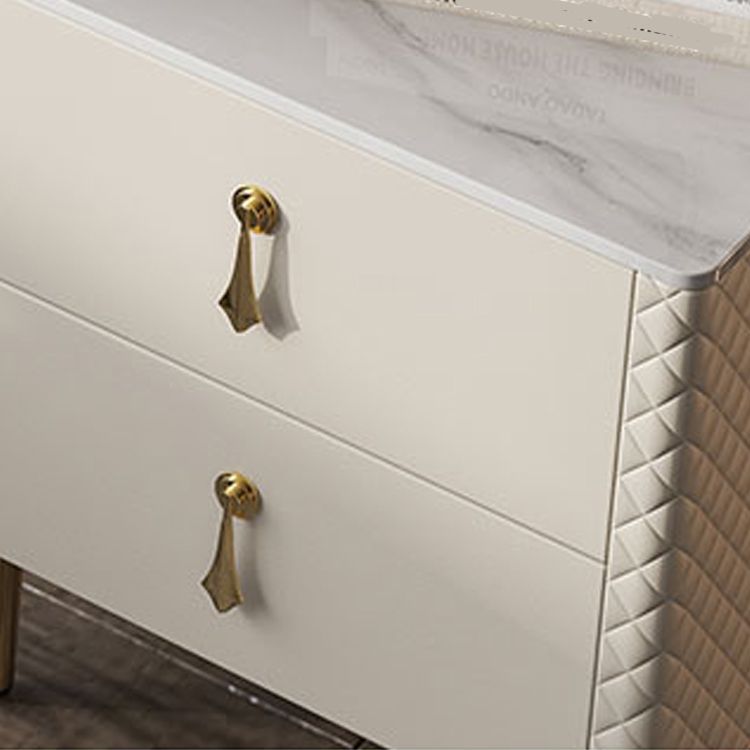 Luxurious Vanity with Storage Drawers Genuine Leather Makeup Vanity Desk