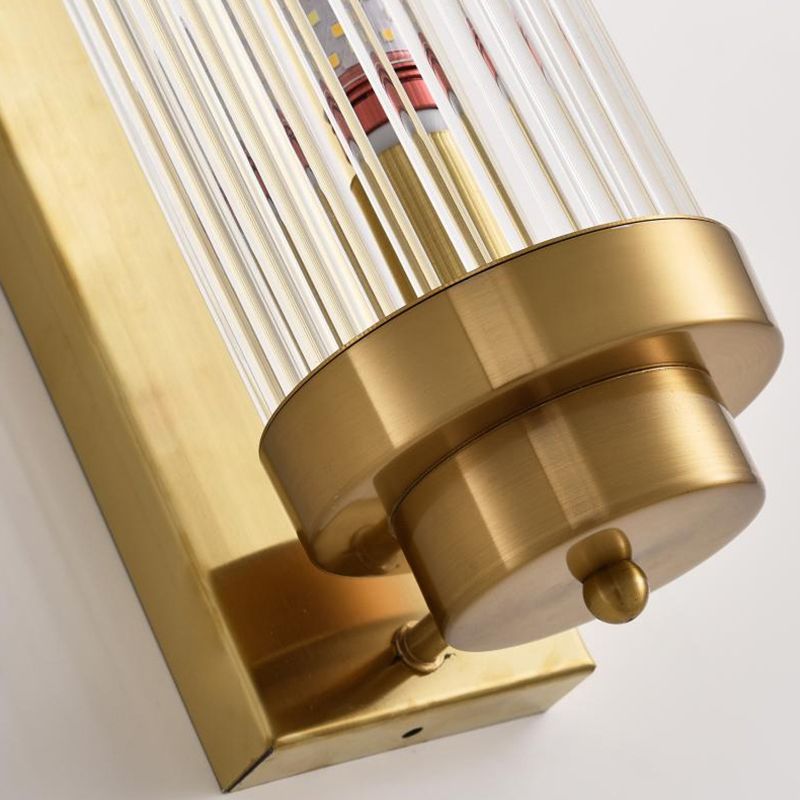 2 - Light Flush Mount Metal and Crystal Post Modern Wall Sconce in Black / Gold