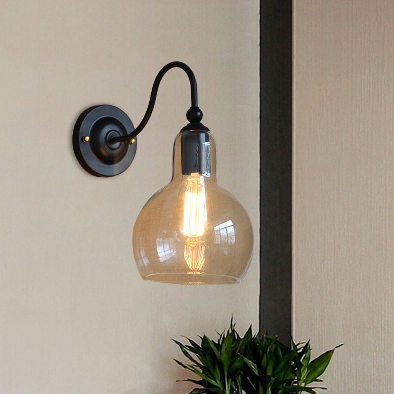 1 luce in vetro limpido di vetro luce industriale Black Bubble tonalità da soggio