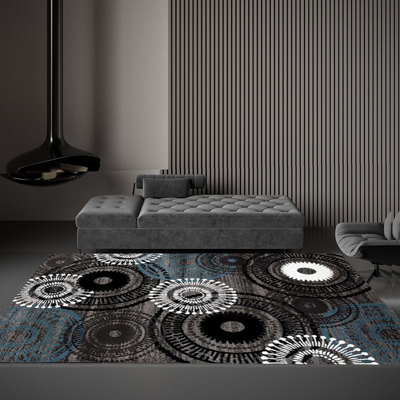 Blue Modern Carpet Polyester Pattern Carpet Stain Resistant Carpet for Home Decor