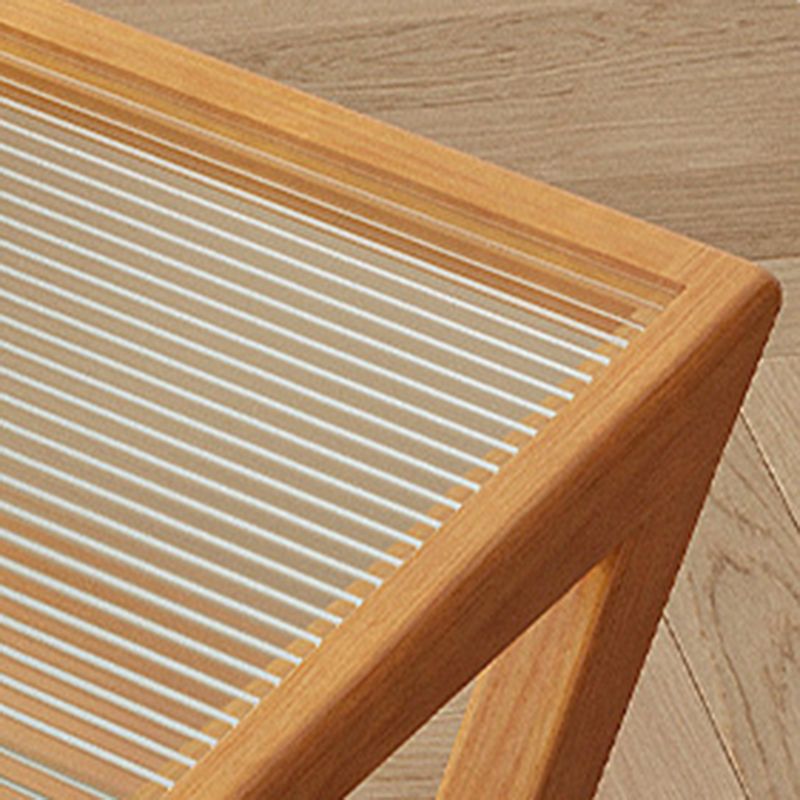 Modernistic Solid Wood X-base End Slide Table Geometric Glass Top End Table