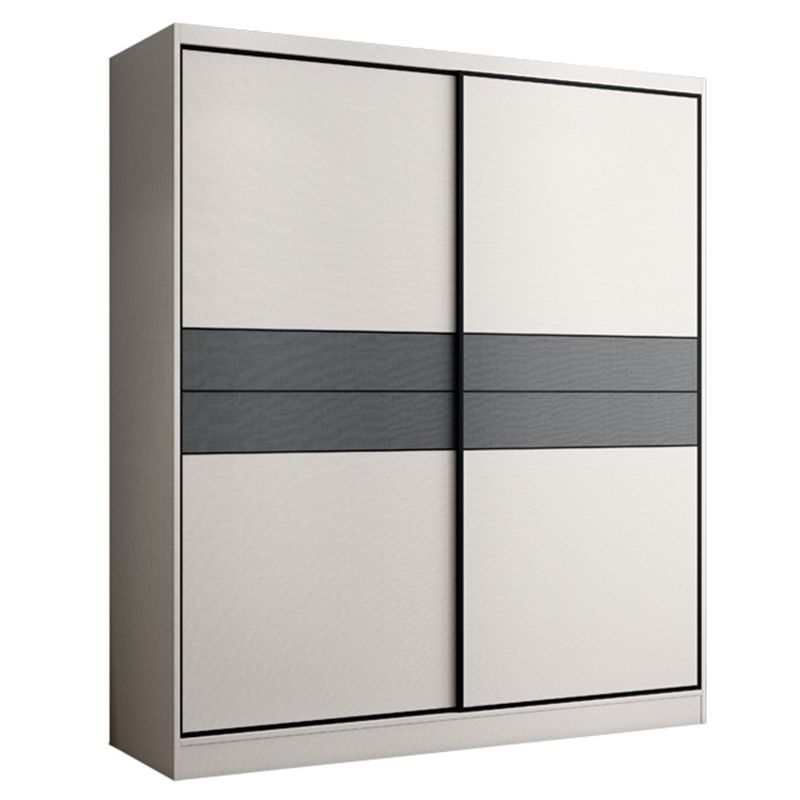 Sliding 2-Door Wood Wardrobe Cabinet Modern Freestanding Wardrobe Armoire with 2 Drawers