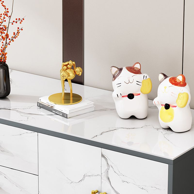 16" Wide Glam Storage Chest Stone Bedroom Chest in White with Drawers