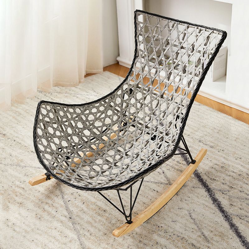 Rattan Rocking Chair Modern Wing Back Rocker Chair for Living Room