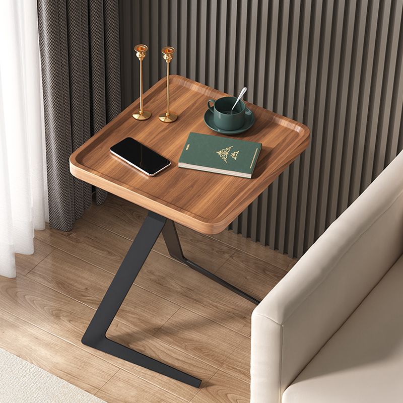 Metal and Wood Side Table Contemporary End Table for Living Room