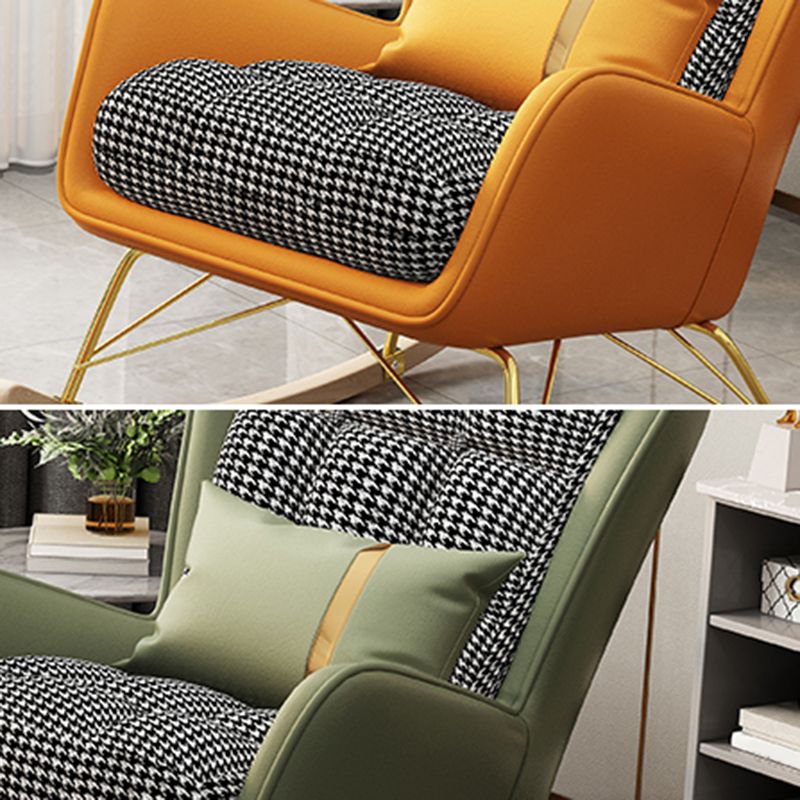 Gorgeous Faux Leather Rocking Chair Wingback Rocker Chair for Living Room (Without Pillow)