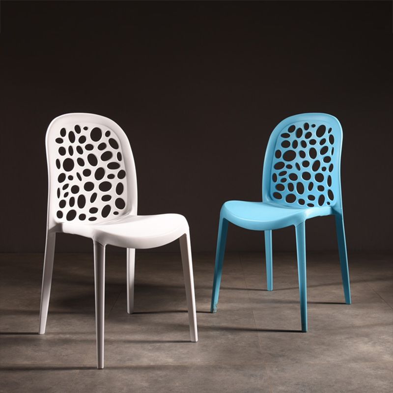 Silla de comedor de plástico de estilo moderno, silla auxiliar de comedor sin brazos para cocina (juego de 4)