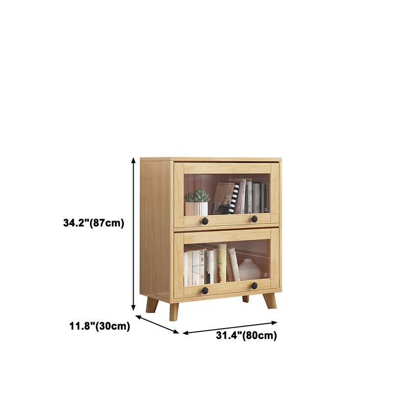 11.8" W Closed Storage Bookcase Modern Wooden Bookshelf with Glass Doors