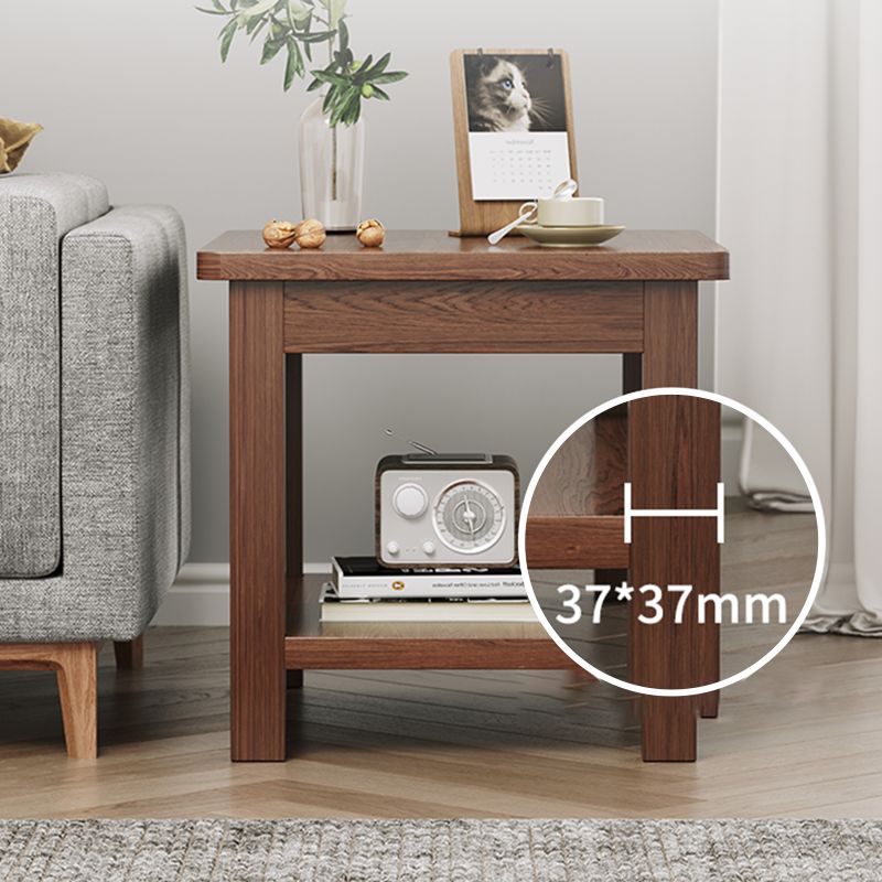 Modern 4 Legs Corner Table Solid Wood Sofa Side End Table with Storage