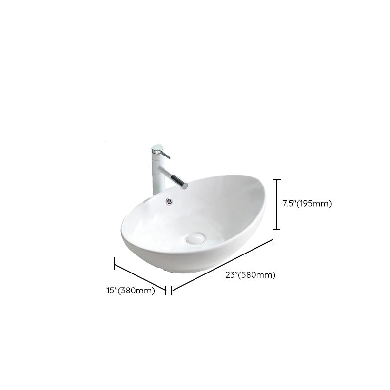 Contemporary Trough Sink Porcelain Trough Bathroom Sink with Faucet Included
