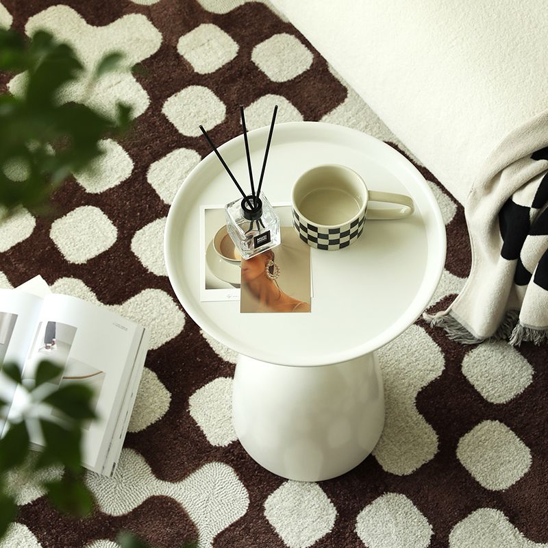 Round Top Side Table Metal 1 Leg Base Living Room End  Side Table