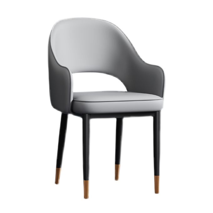 Contemporary Style Dining Chair Steel Legs Arm Chair with Upholstered