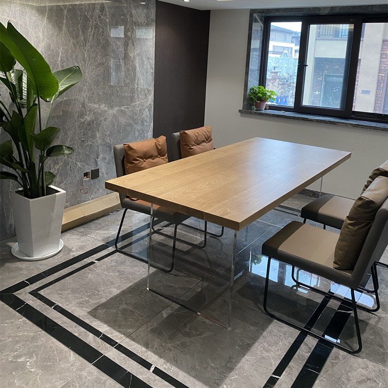 Modern Style Dining Table Rectangle Brown Table for Home Kitchen